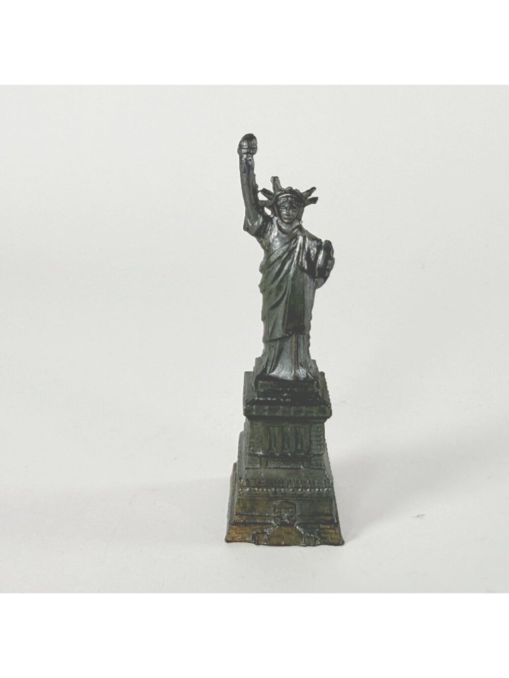 Miniature Statue Of Liberty Metal Figurine Souvenir 4 Inches Tall Black & Bronz
